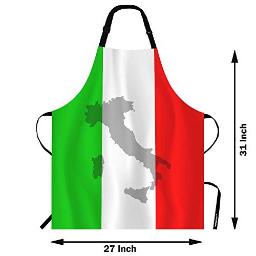 Wondertify Italian Flag Apron,The Contour Of Italian Territory Is Printed On The Flag Bib Apron With Adjustable Neck For Men Women,Suitable For Home Kitchen Cooking Waitress Chef Grill Bistro Apron #TOP2