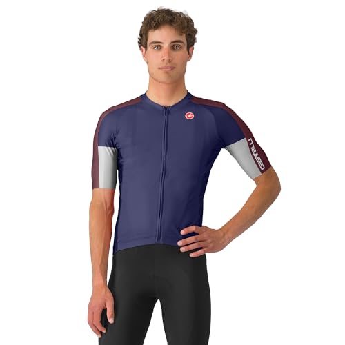 CASTELLI Men’s Entrata 6 Jersey, UPF Sun Protection, Quarter Length Sleeve Jersey for Road Cycling & Gravel Biking & Racing, Belgian Blue/Deep Bordeaux/Silver Gray, XL