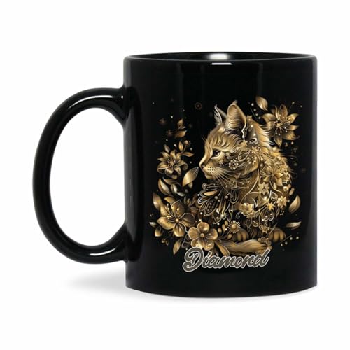 Taza cerámica personalizada con diseño de gato y flores miniatura 1