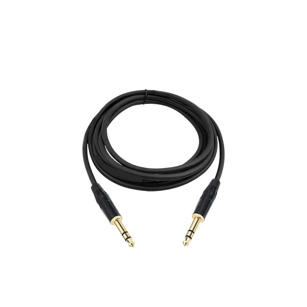 Cable TRS de 0.25 pulgadas, 1 m, 2 m, 300 cm, 5 m, 10 m, 6,35 mm, estéreo Ja-ck, cable de ruta de audio equilibrado, cable de instrumento o amplificador de guitarra eléctrica (2 m)