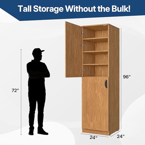 ahliss Commercial Storage Cabinet, 8-Foot Tall, 96x24x24 Inches, MDF with Melamine Finish, Soft-Close Doors, 8 Shelves (Natural) by ahliss - Image 2