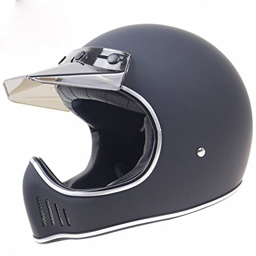 Casque de protection intégral GZZ style Harley Moto rétro avec isolation noir mat M