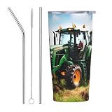 Tasse de voyage en acier inoxydable avec couvercle en paille pour tracteur agricole, idéal pour de nombreuses occasions