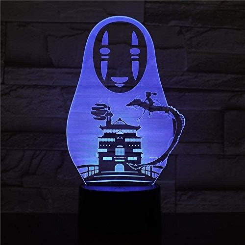 GEZHF Spirited Away No Face Man Anime 3D Night Light with Remote Control 16 Colors LED Touch lamp Table lamp Bedroom Decoration lamp Children s Gift