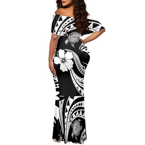 Image of Polynesian for Women S-7XL Off Shoulder Maxi Dress Hawaiian Summer Dresses