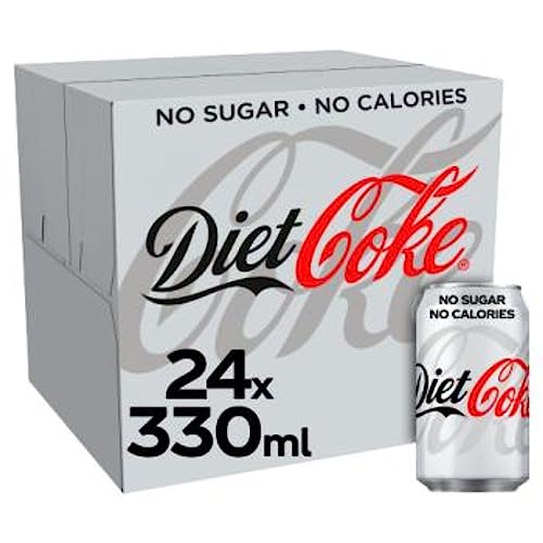 Diet Coke Low Sugar Cola Soft Drink 330ml Cans Pack of 24 By Wowbox