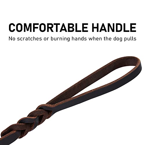 Daihaqiko Leather Dog Leash Braided 4Ft/6Ft Heavy Duty Training For Large Medium Small Breed Dog Brown Standard Pet Leashes (4Ft * 1/2", Brown) #TOP5