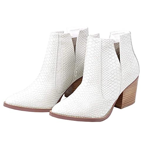 white snakeskin bootie