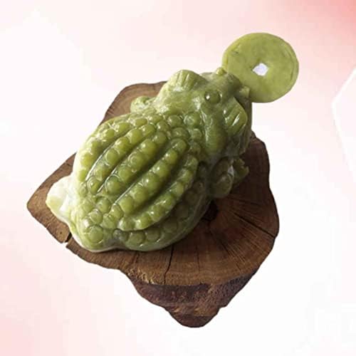 FOMIYES Feng Shui Money Frog Fortune Money Toad Statue with Coin Lucky Charm Wealth Frog Sculpture Desktop Figurine Ornament for Home Office Decor Green