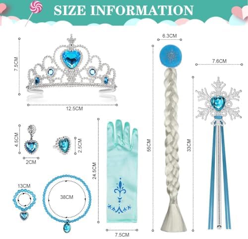 Vicloon Elsa Princess Tiara, Fairy Wand and Tiara Crown Elsa Dress Up Accessories Set for Party, Cosplay