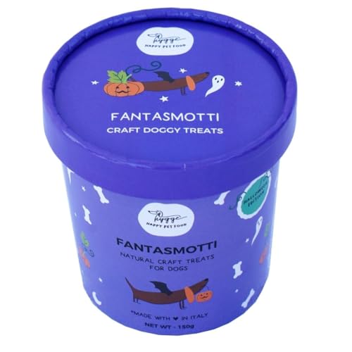 Biscotti per Cani Naturali latte e zucca | Fantasmotti per Halloween | Snack Cane gustoso e sano, adatto a tutte le taglie ed età | Scorta sufficiente per 1 mese, 150 gr. | Hygge Dog