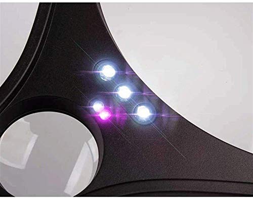 HUANGXING - Lupa Iluminada com Luz Uv Hd Alta Potência 10X Detector de Leitura de Idoso Portátil Ide