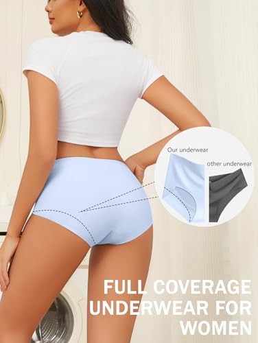 6 Pack Womens Underwear Seamless Sexy Full Coverage Breathable Briefs No Show High Waisted Bikini Panties4