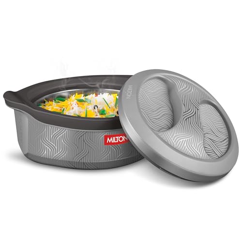Image of MILTON Evoke 1500 PU Insulated Inner Stainless Steel Casserole, 1240 ml, Grey, BPA Free, Food Grade, Hot and Cold, Easy to Carry, Easy to Store, Chapati, Roti, Curd Maker