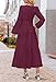 MEROKEETY Winter Spring Midi Dresses for Women 2026 Casual Vacation Long Sleeve V Neck Tiered Cotton Maxi Dress Pockets, Wine, Large