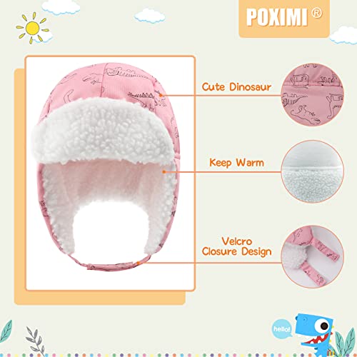 POXIMI Toddler Trapper Hat Baby Winter Hats Boys Windproof Snow Cap Girls Warm Earflap Sherpa Lined Caps for Kids2