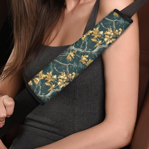 Image of AFPANQZ Branch Print Seat Belt Pad Cushion 2 Pack Soft Auto Vehicle Safety Seatbelt Pads Cushion Automotive Accessories Comfortable Driving Pads Laptop Bag Straps Pad