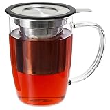 Prime Tea - Glass Teacup with Tea Infuser, 16oz / 470 ml, Hand Blown, Single Wall, Heat Resistance B