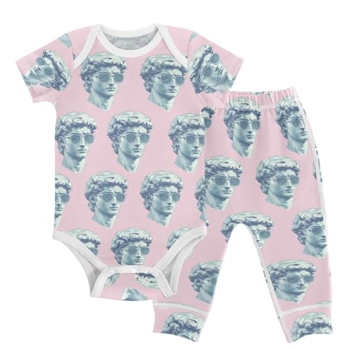 vvfelixl Baby Clothes Statue Of Davids Head Baby Bodysuits Set Unisex Short Sleeve Babys Pants Sets 0-3M