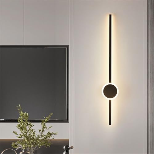 Lámpara de pared de salón LED regulable de aluminio negro 1m 7