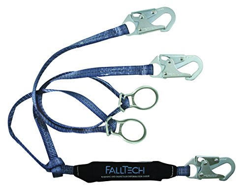 FallTech 826082D ViewPack, Web SAL - Y-Leg for 100% Tie-Off, 3 Snap Hooks and 2 Tie-Back D-Rings, 6', Blue/Black