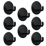 Yukrilt Adhesive Wall Hooks for Hanging, Heavy Duty 15lb(Max), No Drill, Removable, Waterproof, Stainless Steel Sticky Towel Hooks for Bathrooms, Shower, Matte Black, 8 Pack