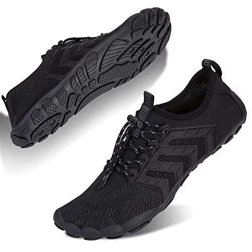 Water-Shoes-Mens-Womens Quick-Dry Barefoot-Swim Diving Shoes-Aqua-Socks For Sports Climbing Beach Surf (Zb3015/Black-46) #TOP6