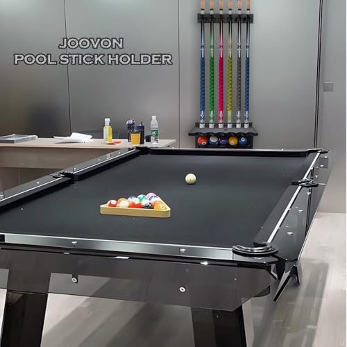 Joovon Pool Stick Holder Wall Mount 6 Cue Rack with Balls Catcher - image 8