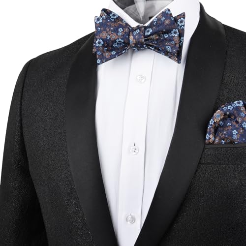 Image of Alizeal Mens 2pcs Floral Self-tied Bow Tie Pocket Square Set | Premium Classic Pocket Square Perfect for Wedding Proms Business