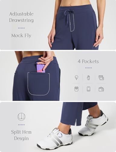 baleaf Women's Golf Pants with Pockets Petite Stretch Work Pant High Waisted Sweatpants for Travel Athletic4