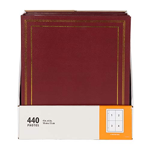 DesignOvation Traditional Photo Albums, Holds 440 4x6 Photos, Set of 4, Burgundy Red
