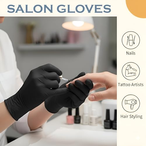 Image of 100 Pcs Disposable Nitrile Gloves | Powder-Free, Latex-Free, Food Safe & Chemical Resistant Hand Gloves for Kitchen, Medical, Salon, Cleaning & Lab (Large)