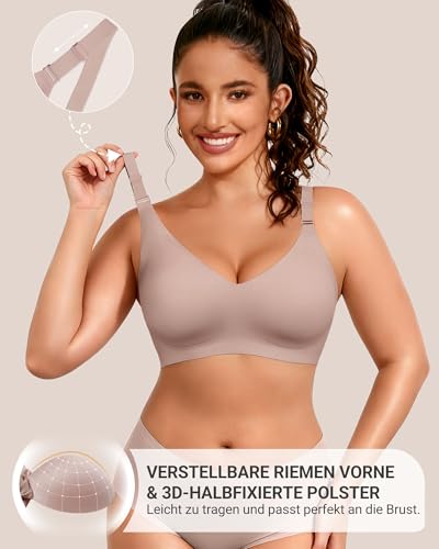 HORISUN Damen-Push-up-BH mit V-Ausschnitt, ohne Bügel und mit sanftem Halt – Ansicht 3