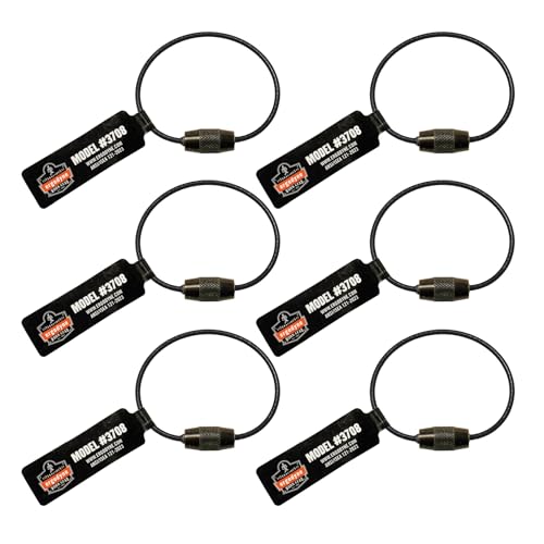 Ergodyne Squids 3708 Wire Cable Loop Tool Tethering Attachment, Screw Gate Opening, Weight Rating 3lbs, 6-Pack