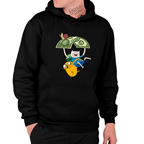 Moletom Com Capuz Hora Da Aventura Personagens Cachorro Cor:Preto;Tamanho:GG