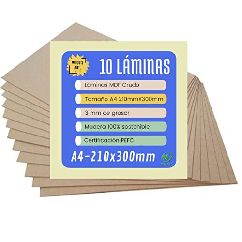 Laminas De Grafeno FWEEK 10 Paneles De Madea Contachapada A3, 2 Mm, 420 X 300 Tabla Madera