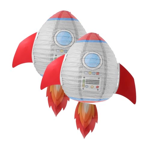 VALICLUD 2 farolillos de papel con cohetes decorativos para colgar farolillos para niños, fáciles de instalar, para interiores y exteriores, adecuados para cumpleaños y fiestas