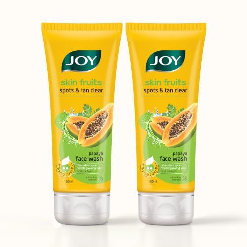 Image of Joy Skin Fruits Spots & Tan Clear Face Wash 100ml x2 | Enriched with Papaya & Vitamin C + A | For Healthy Glowing skin | Suitable for All Skin Types