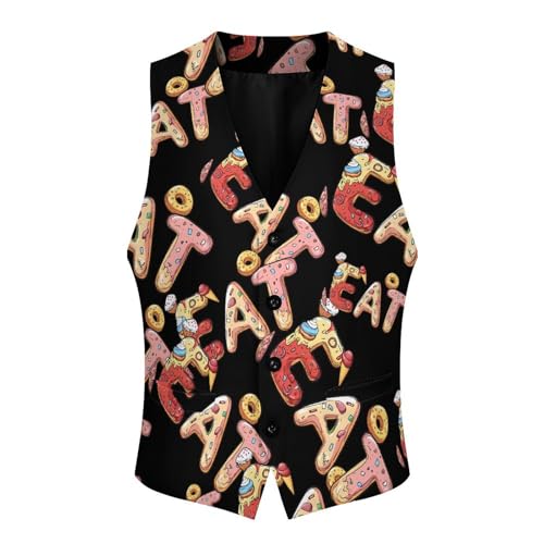 EAT Foodie Trendy Vest Suit for Men V Neck Formal Dress Waistcoat Vests Business Slim Fit3