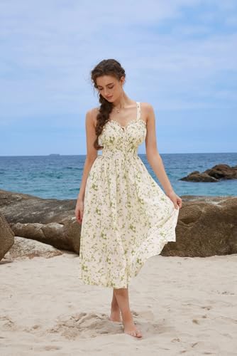 Image of Scarlet Darkness Summer Dresses for Women 2026 Floral Corset Dress Long Milkmaid Dress with Pocket