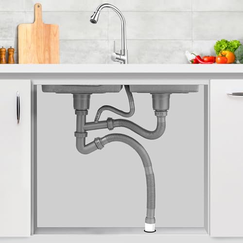 Kit de desagüe para doble fregadero de cocina miniatura 2