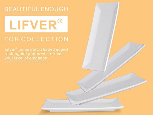 image for LIFVER Serving Platter, White Rectangle Serving Plate, 10 Inches Chris