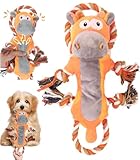 DOKLY Large Squeaky Dog Toys, Plush Dog Toys with Soft, Durable Fabric for Puppies Small, Medium, and Large Pets, Tug of War Pull Interactive Dog Toys with Crinkle Paper and Ropes