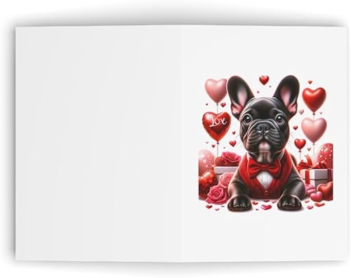 Miniatura 3 de DistinctInk Tarjeta de felicitacióntarjeta de notas  Bulldog francés del día de San Valentín  Paquete de 3