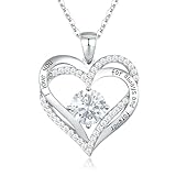 CDE Necklaces for Women Birthstone Pendant, Sterling Silver Love Heart Rose Gold Jewellery Gifts for Mum Her Wife Girlfriend Anniversary Birthday Mothers Day (925 Sterling Silver, 04-Apr)