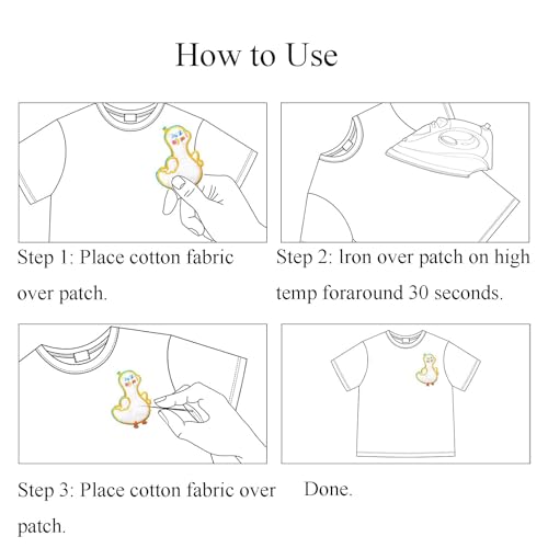 CONGGUAN 8 PCS Cute Duckling Iron-On Patches Set Self-Adhesive Fabric Patches Embroidery Patches Duck Clothing Applique for Decorating or Repairing Clothes - Image 2