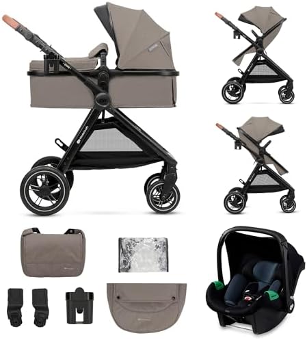 Kinderkraft ESME Kinderwagen 3in1 mit Babyschale i-Size, faltbar, Beige