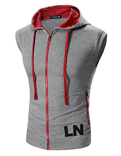 STTLZMC Hombre Capucha Sudaderas con Cremallera Moda Chalecos Deporte,Gris,XL Cover