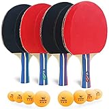 Wunche Ping Pong Paddle Set,4 Table Tennis Paddles, 8 Balls, Portable Storage Case, Table Tennis Set for Indoor Outdoor