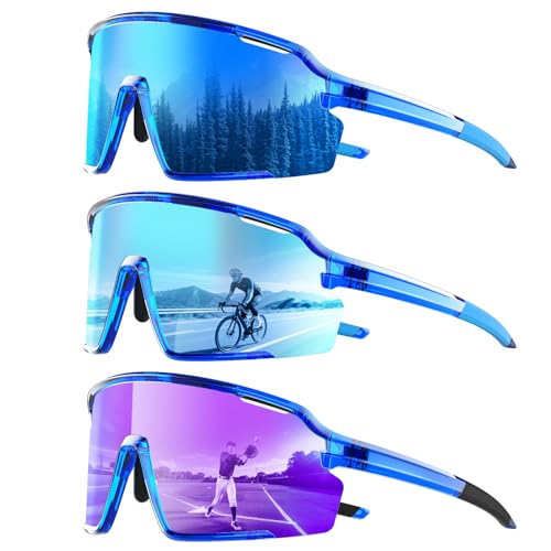 Whale Polarised Sports Sunglasses with UV400 Protection - Unisex Suitable for running, cycling, driving, fishing and baseball (Sapphire Blue)